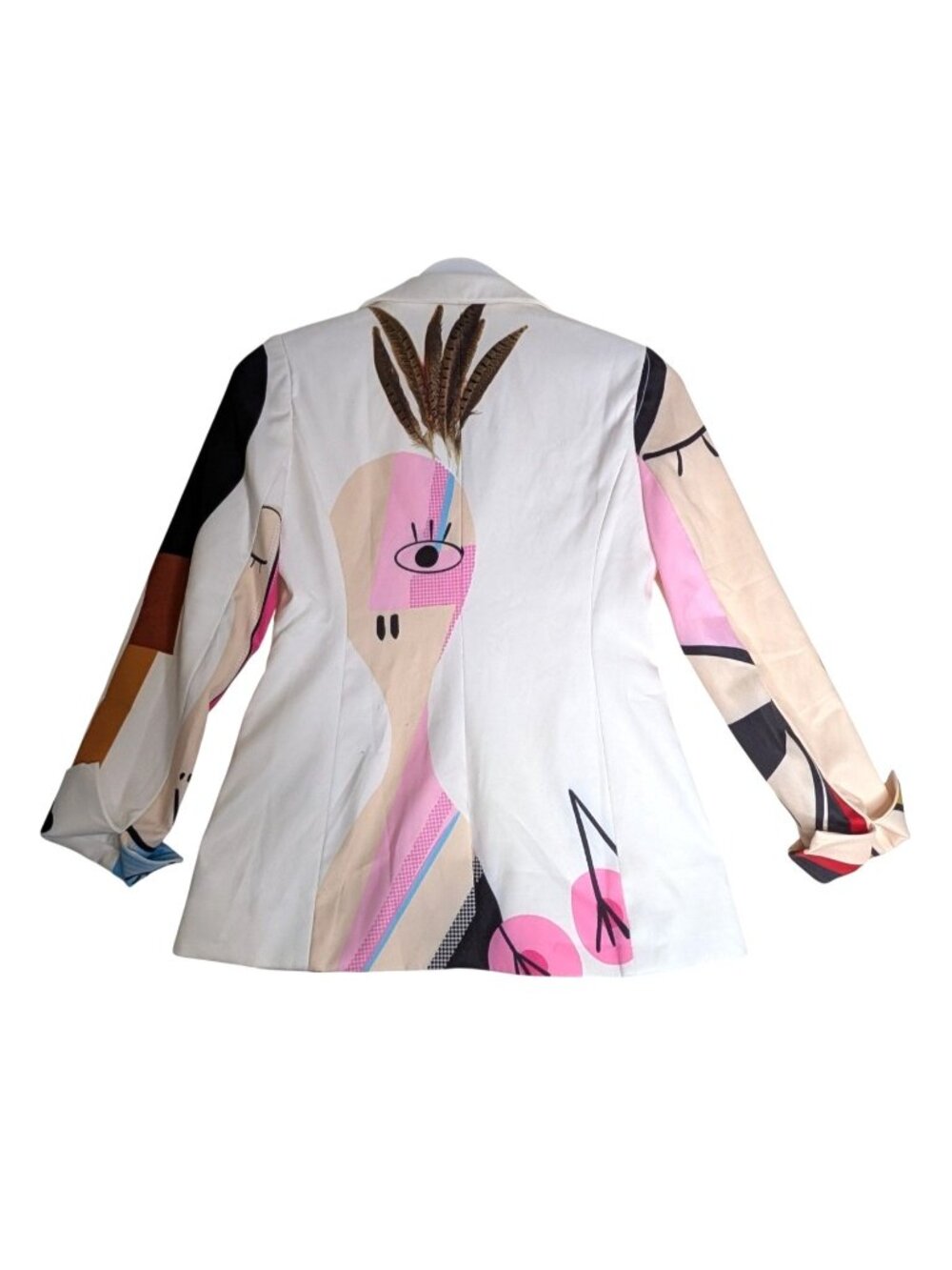 NWT ZCrave Women's Art Gallery Suit Blazer Pop art faces white Sz XS - Picture 3 of 10